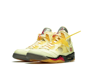 Tênis Nike Air Jordan 5 Retro x Off-White 'Sail' Amarelo / Branco – foto 3