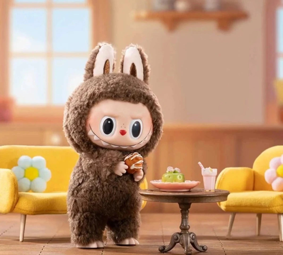 Chaveiro Pop Mart Labubu Tasty Macarons 'Chestnut Cocoa' Marrom
