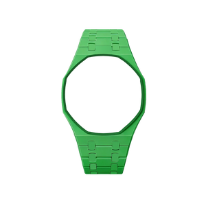 Pulseira Bioceramic para Relógio Swatch x Audemars Piguet Royal Pop – case octogonal com pulseira em bioceramic do 'Green Eight', sem o relógio, vista frontal