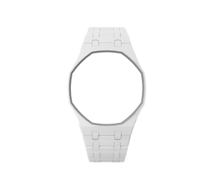 Pulseira Bioceramic para Relógio Swatch x Audemars Piguet Royal Pop – case octogonal com pulseira em bioceramic do 'Huit Blanc', sem o relógio, vista frontal