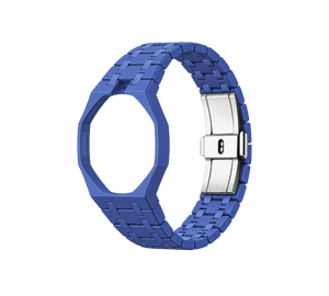 Pulseira Bioceramic para Relógio Swatch x Audemars Piguet Royal Pop – case octogonal com pulseira em bioceramic do 'Orenji Hachi', abertura da coroa em cima (Coroa 12h), sem o relógio, em perspectiva
