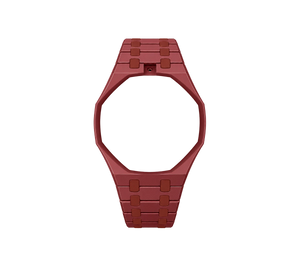 Pulseira Bioceramic para Relógio Swatch x Audemars Piguet Royal Pop – case octogonal com pulseira em bioceramic do 'Otto Rosso', abertura da coroa em cima (Coroa 12h), sem o relógio, vista frontal