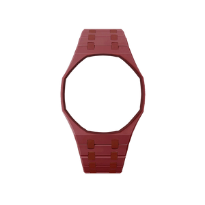 Pulseira Bioceramic para Relógio Swatch x Audemars Piguet Royal Pop – case octogonal com pulseira em bioceramic do 'Otto Rosso', sem o relógio, vista frontal
