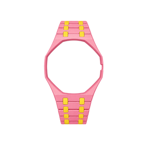 Pulseira Bioceramic para Relógio Swatch x Audemars Piguet Royal Pop – case octogonal com pulseira em bioceramic do 'Savonnette Otg Roz', abertura da coroa na lateral (Coroa 3h), sem o relógio, vista frontal
