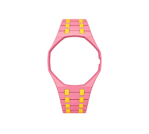 Pulseira Bioceramic para Relógio Swatch x Audemars Piguet Royal Pop – case octogonal com pulseira em bioceramic do 'Savonnette Otg Roz', abertura da coroa na lateral (Coroa 3h), sem o relógio, vista frontal