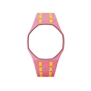 Pulseira Bioceramic para Relógio Swatch x Audemars Piguet Royal Pop – case octogonal com pulseira em bioceramic do 'Savonnette Otg Roz', sem o relógio, vista frontal