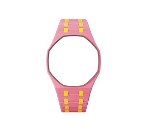 Pulseira Bioceramic para Relógio Swatch x Audemars Piguet Royal Pop – case octogonal com pulseira em bioceramic do 'Savonnette Otg Roz', sem o relógio, vista frontal