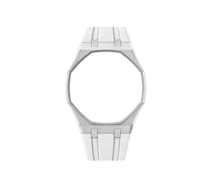 Pulseira de Aço para Relógio Swatch x Audemars Piguet Royal Pop – case em aço inoxidável branco com pulseira FKM branca, sem o relógio, vista frontal