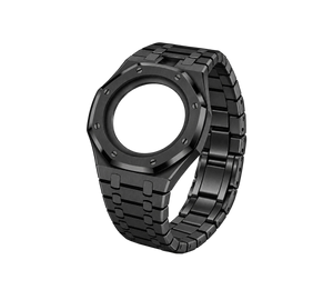 Pulseira de Aço para Relógio Swatch x Audemars Piguet Royal Pop – pulseira em aço inoxidável preto, abertura da coroa em cima (Coroa 12h), sem o relógio, vista em perspectiva