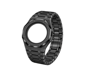 Pulseira de Aço para Relógio Swatch x Audemars Piguet Royal Pop – pulseira em aço inoxidável preto, abertura da coroa na lateral (Coroa 3h), sem o relógio, vista em perspectiva