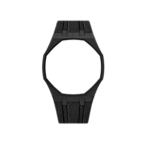 Pulseira de Aço para Relógio Swatch x Audemars Piguet Royal Pop – case em aço inoxidável preto com pulseira FKM preta, sem o relógio, vista frontal