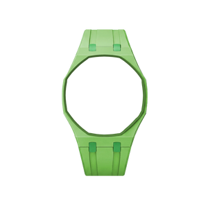 Pulseira de Borracha para Relógio Swatch x Audemars Piguet Royal Pop – case octogonal com pulseira em borracha do 'Green Eight', sem o relógio, vista frontal