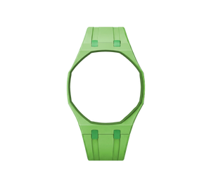 Pulseira de Borracha para Relógio Swatch x Audemars Piguet Royal Pop – case octogonal com pulseira em borracha do 'Green Eight', sem o relógio, vista frontal