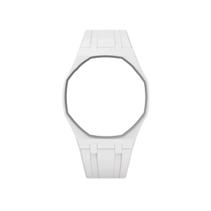 Pulseira de Borracha para Relógio Swatch x Audemars Piguet Royal Pop – case octogonal com pulseira em borracha do 'Huit Blanc', sem o relógio, vista frontal