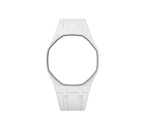 Pulseira de Borracha para Relógio Swatch x Audemars Piguet Royal Pop – case octogonal com pulseira em borracha do 'Huit Blanc', sem o relógio, vista frontal