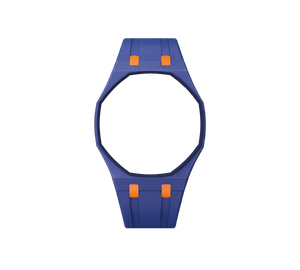 Pulseira de Borracha para Relógio Swatch x Audemars Piguet Royal Pop – case octogonal com pulseira em borracha do 'Orenji Hachi', sem o relógio, vista frontal