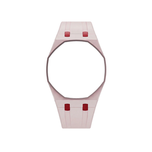 Pulseira de Borracha para Relógio Swatch x Audemars Piguet Royal Pop – case octogonal com pulseira em borracha do 'Otto Rosso', sem o relógio, vista frontal