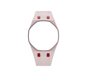 Pulseira de Borracha para Relógio Swatch x Audemars Piguet Royal Pop – case octogonal com pulseira em borracha do 'Otto Rosso', sem o relógio, vista frontal