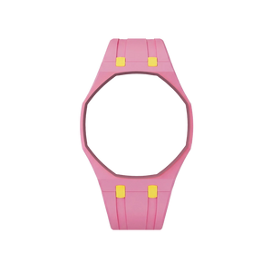 Pulseira de Borracha para Relógio Swatch x Audemars Piguet Royal Pop – case octogonal com pulseira em borracha do 'Savonnette Otg Roz', sem o relógio, vista frontal