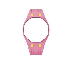 Pulseira de Borracha para Relógio Swatch x Audemars Piguet Royal Pop – case octogonal com pulseira em borracha do 'Savonnette Otg Roz', sem o relógio, vista frontal