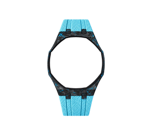 Pulseira de Carbono para Relógio Swatch x Audemars Piguet Royal Pop – case de fibra de carbono com pulseira FKM colorida do 'Blaue Acht', sem o relógio, vista frontal