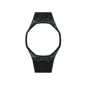Pulseira de Carbono para Relógio Swatch x Audemars Piguet Royal Pop – case de fibra de carbono com pulseira FKM preta do 'Green Eight', sem o relógio, vista frontal