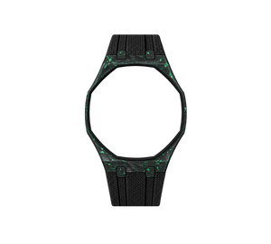 Pulseira de Carbono para Relógio Swatch x Audemars Piguet Royal Pop – case de fibra de carbono com pulseira FKM preta do 'Green Eight', sem o relógio, vista frontal