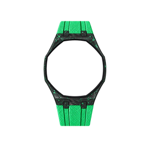 Pulseira de Carbono para Relógio Swatch x Audemars Piguet Royal Pop – case de fibra de carbono com pulseira FKM colorida do 'Green Eight', sem o relógio, vista frontal