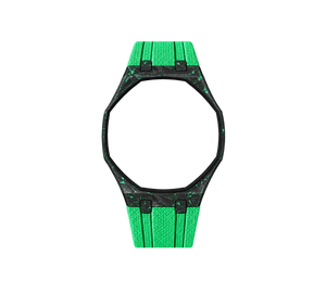 Pulseira de Carbono para Relógio Swatch x Audemars Piguet Royal Pop – case de fibra de carbono com pulseira FKM colorida do 'Green Eight', sem o relógio, vista frontal