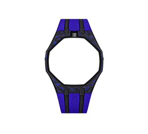 Pulseira de Carbono para Relógio Swatch x Audemars Piguet Royal Pop – case de fibra de carbono com pulseira FKM colorida do 'Orenji Hachi', abertura da coroa em cima (Coroa 12h), sem o relógio, vista frontal