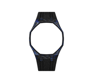 Pulseira de Carbono para Relógio Swatch x Audemars Piguet Royal Pop – case de fibra de carbono com pulseira FKM preta do 'Orenji Hachi', sem o relógio, vista frontal