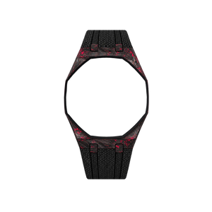 Pulseira de Carbono para Relógio Swatch x Audemars Piguet Royal Pop – case de fibra de carbono com pulseira FKM preta do 'Otto Rosso', sem o relógio, vista frontal