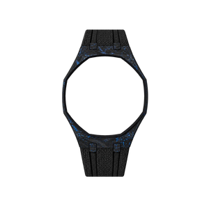 Pulseira de Carbono para Relógio Swatch x Audemars Piguet Royal Pop – case de fibra de carbono com pulseira FKM preta do 'Savonnette Lan Ba', sem o relógio, vista frontal