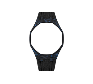 Pulseira de Carbono para Relógio Swatch x Audemars Piguet Royal Pop – case de fibra de carbono com pulseira FKM preta do 'Savonnette Lan Ba', sem o relógio, vista frontal