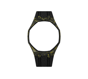 Pulseira de Carbono para Relógio Swatch x Audemars Piguet Royal Pop – case de fibra de carbono com pulseira FKM preta do 'Savonnette Otg Roz', sem o relógio, vista frontal