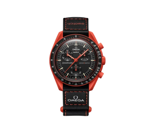 Relógio Omega x Swatch Bioceramic Moonswatch 'Mission On Earth Lava' Preto / Vermelho