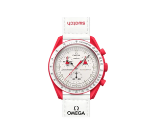 Relógio Omega x Swatch Bioceramic Moonswatch 'Mission to Mars' Branco / Vermelho