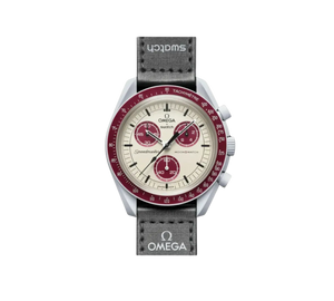 Relógio Omega x Swatch Bioceramic Moonswatch 'Mission to Pluto' Branco / Vinho