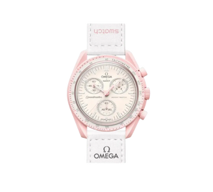 Relógio Omega x Swatch Bioceramic Moonswatch 'Mission to Venus' Branco / Rosa