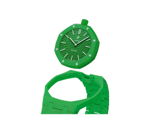 Relógio Swatch x Audemars Piguet Bioceramic Royal Pop 'Green Eight' Verde com Pulseira – kit desmontado em bioceramic, cabeça do relógio e case com pulseira