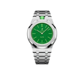 Relógio Swatch x Audemars Piguet Bioceramic Royal Pop 'Green Eight' Verde com Pulseira – relógio montado no case full frame com pulseira em aço inoxidável, vista frontal