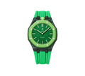 Relógio Swatch x Audemars Piguet Bioceramic Royal Pop 'Green Eight' Verde com Pulseira – relógio montado no case de fibra de carbono com pulseira FKM colorida, vista frontal