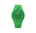 Relógio Swatch x Audemars Piguet Bioceramic Royal Pop 'Green Eight' Verde com Pulseira – relógio montado no case com pulseira em bioceramic, vista frontal