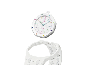 Relógio Swatch x Audemars Piguet Bioceramic Royal Pop 'Huit Blanc' Branco com Pulseira – kit desmontado em bioceramic, cabeça do relógio e case com pulseira