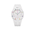 Relógio Swatch x Audemars Piguet Bioceramic Royal Pop 'Huit Blanc' Branco com Pulseira – relógio montado no case com pulseira em borracha, vista frontal
