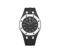 Relógio Swatch x Audemars Piguet Bioceramic Royal Pop 'Ocho Negro' Preto com Pulseira – relógio montado no case com pulseira em borracha, vista frontal