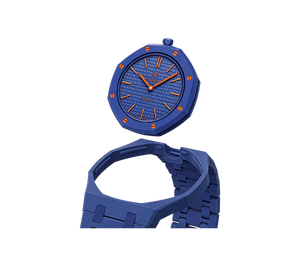 Relógio Swatch x Audemars Piguet Bioceramic Royal Pop 'Orenji Hachi' Azul com Pulseira – kit desmontado em bioceramic, cabeça do relógio e case com pulseira