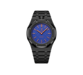 Relógio Swatch x Audemars Piguet Bioceramic Royal Pop 'Orenji Hachi' Azul com Pulseira – relógio montado no case full frame com pulseira em aço inoxidável preto, vista frontal