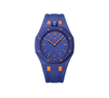 Relógio Swatch x Audemars Piguet Bioceramic Royal Pop 'Orenji Hachi' Azul com Pulseira – relógio montado no case com pulseira em borracha, vista frontal