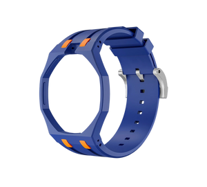 Relógio Swatch x Audemars Piguet Bioceramic Royal Pop 'Orenji Hachi' Azul com Pulseira – case octogonal com pulseira em borracha